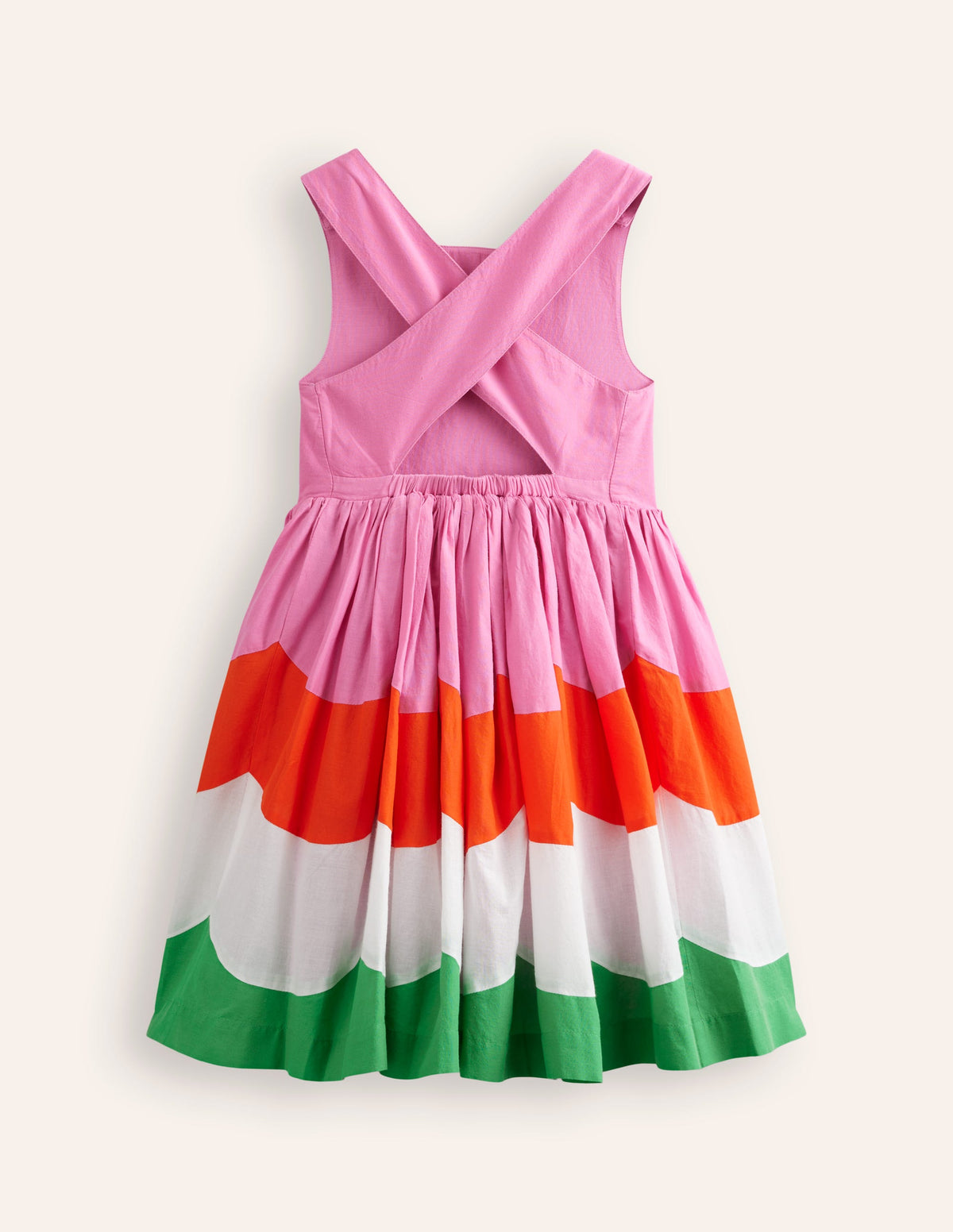 Kleid mit gekreuzten Rückenträgern-Muschelsaum Blockfarben - Image 2