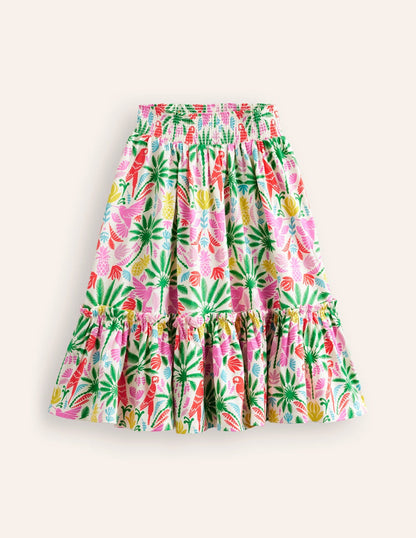 Bedruckter Midirock aus Jersey-Bunt Regenbogen Palme-1