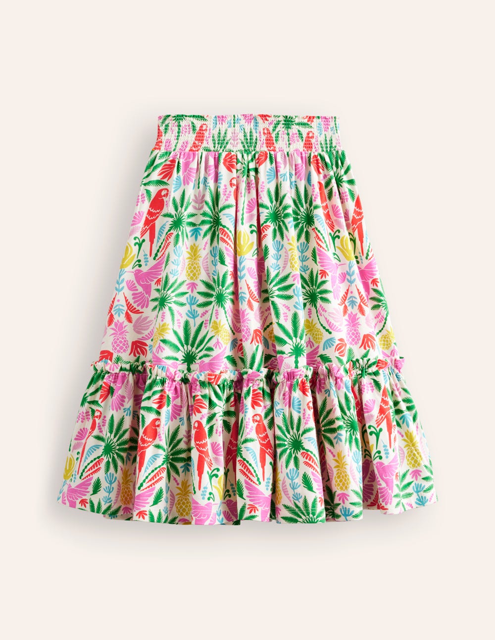 Bedruckter Midirock aus Jersey-Bunt Regenbogen Palme-2