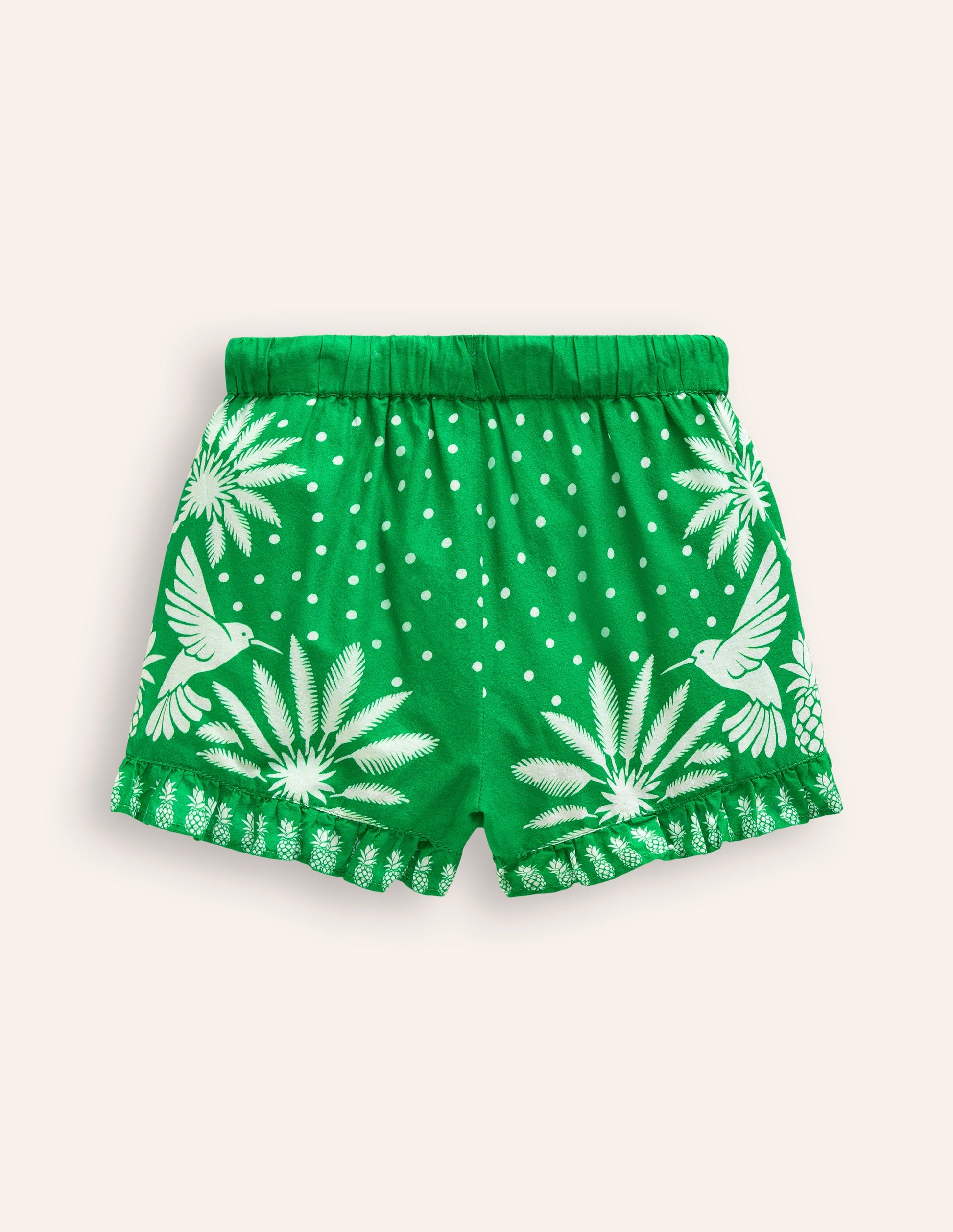 Gewebte Shorts mit Rüschensaum-Stangenbohnen-Grün Palme-2