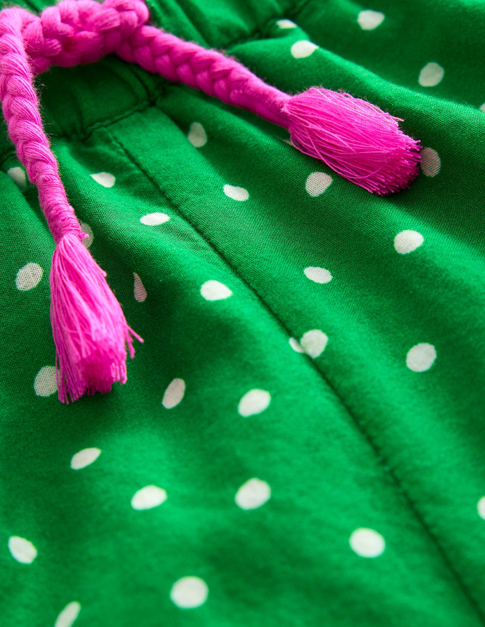 Gewebte Shorts mit Rüschensaum-Stangenbohnen-Grün Palme-3