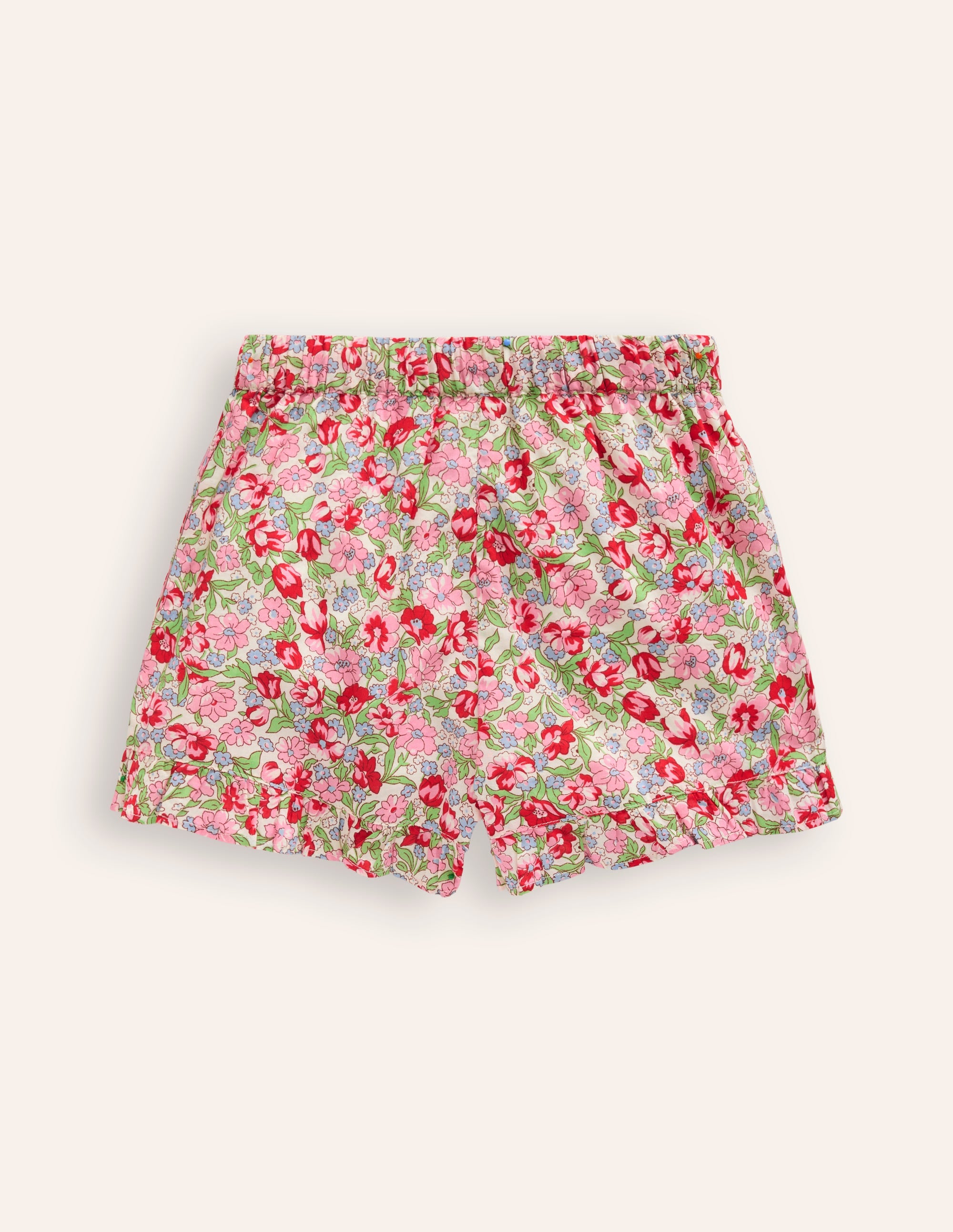 Frill Hem Woven Shorts-Bubblegum Peony Floral - Image 2
