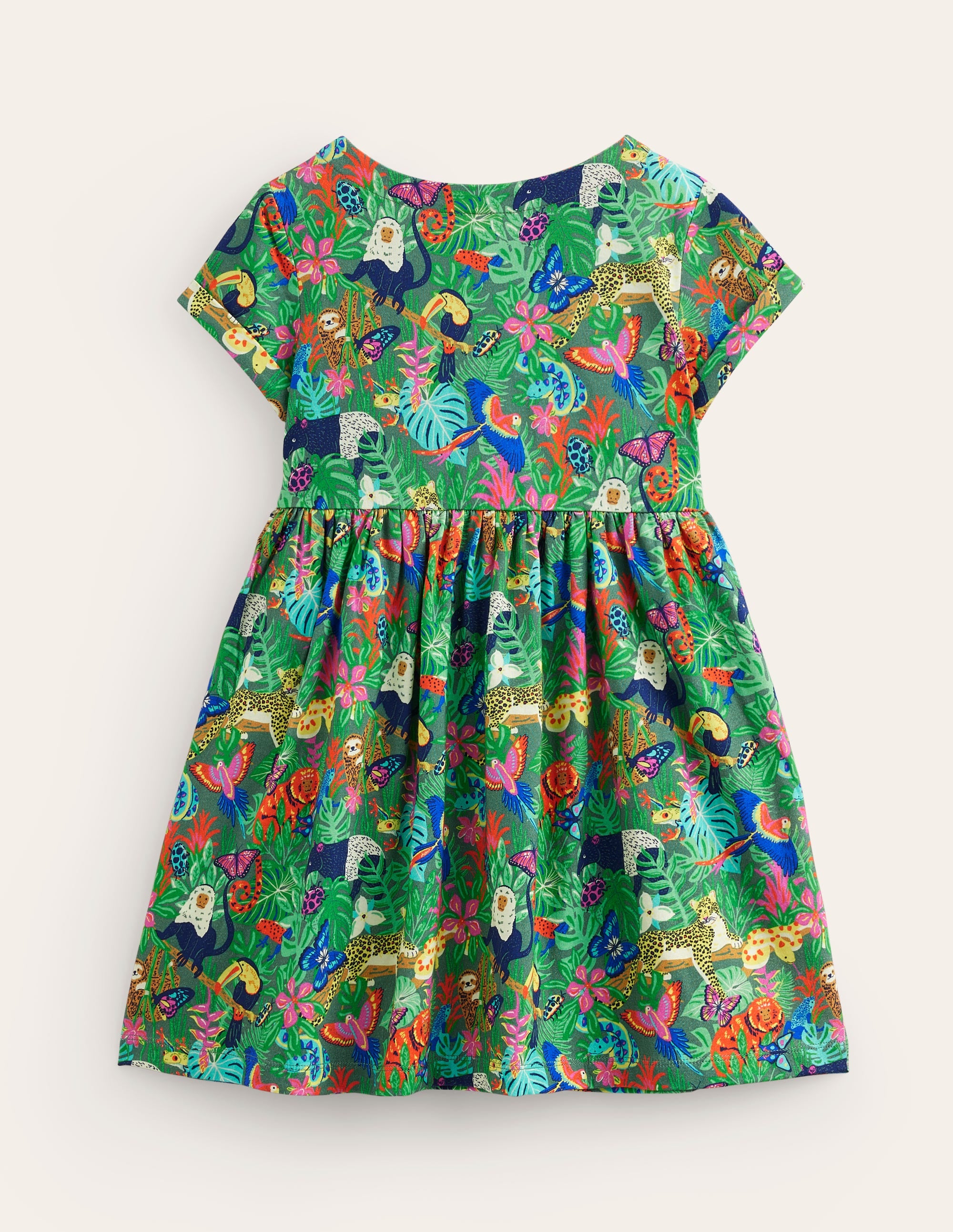 Robe fun à manches courtes en jersey-Forêt tropicale vert épicéa - Image 2