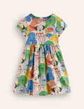 Lustiges Jerseykleid mit kurzen Ärmeln-Bunte Hunde