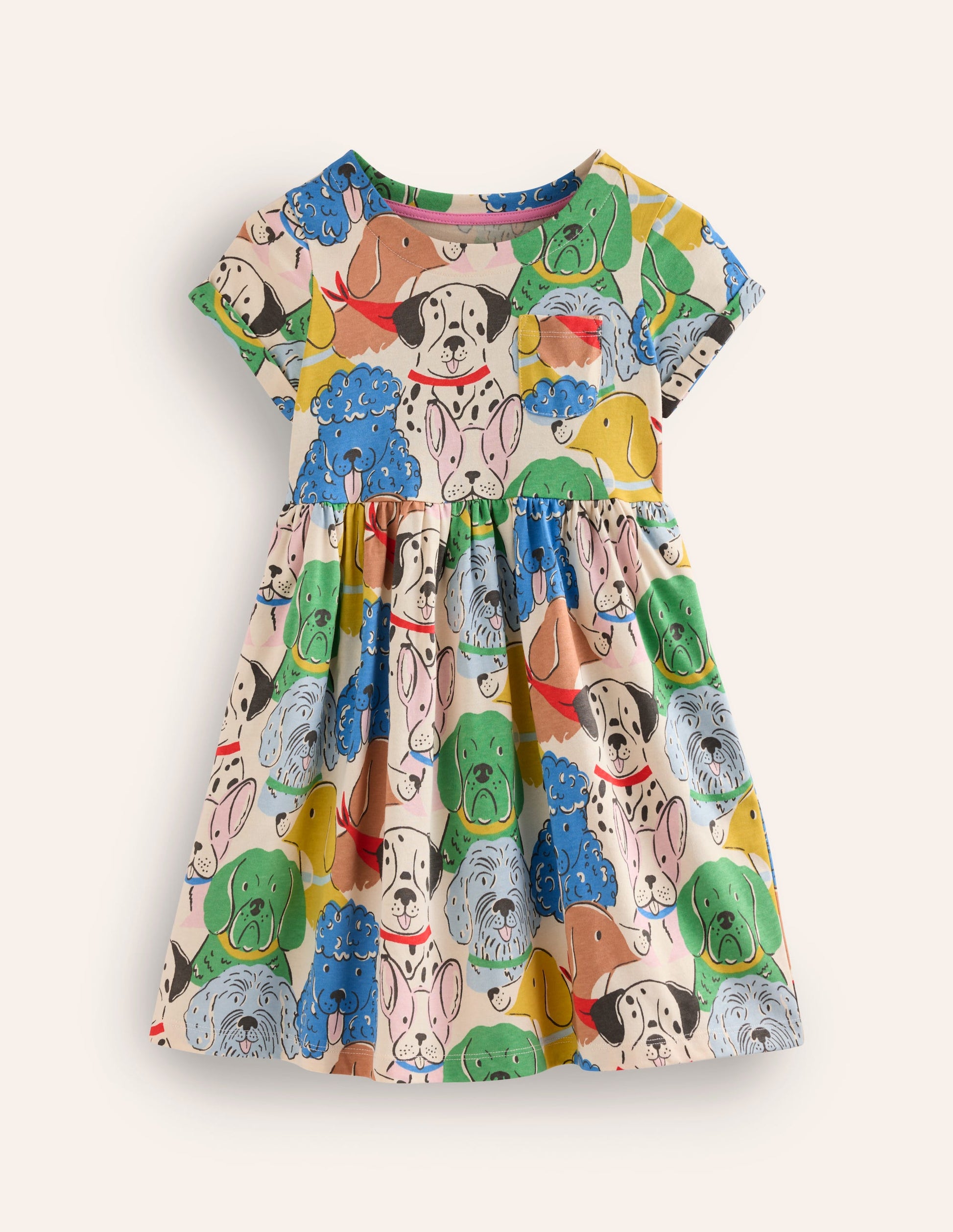 Lustiges Jerseykleid mit kurzen Ärmeln-Bunte Hunde-1