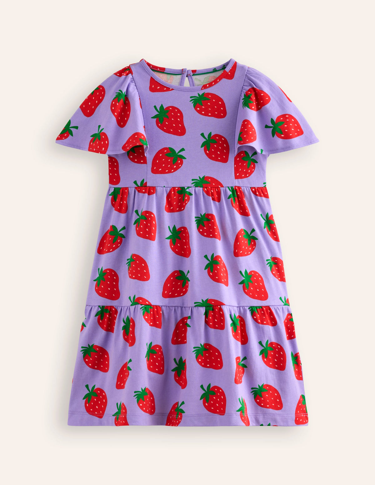Gestuftes Jersey-Flatterkleid-Parma-Violett Erdbeeren - Image 1
