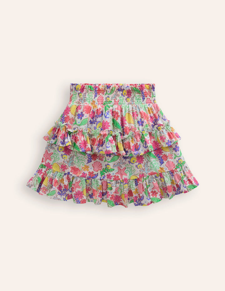 Tiered Printed Skort-Multi Mermaid Ditsy