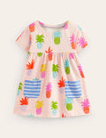 Short Sleeve Printed Tunic-Blooming Pink Pineapples