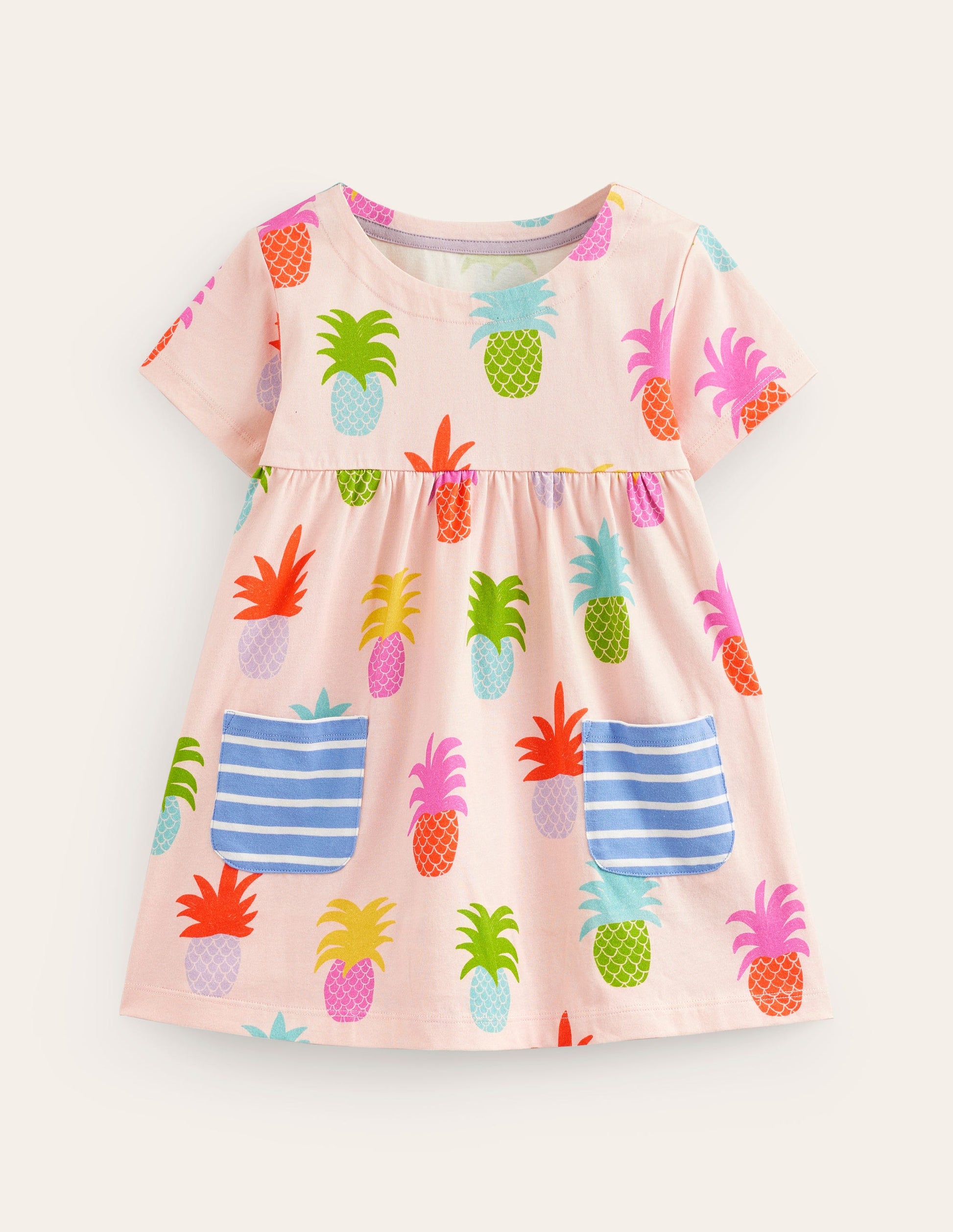 Short Sleeve Printed Tunic-Blooming Pink Pineapples-1