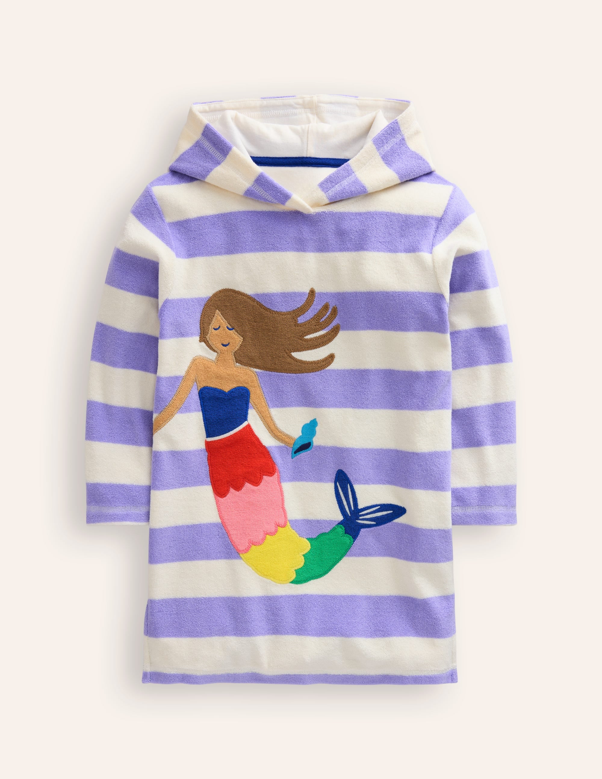 Poncho en éponge à appliqué-Sirène violette de Parme/ivoire - Image 1