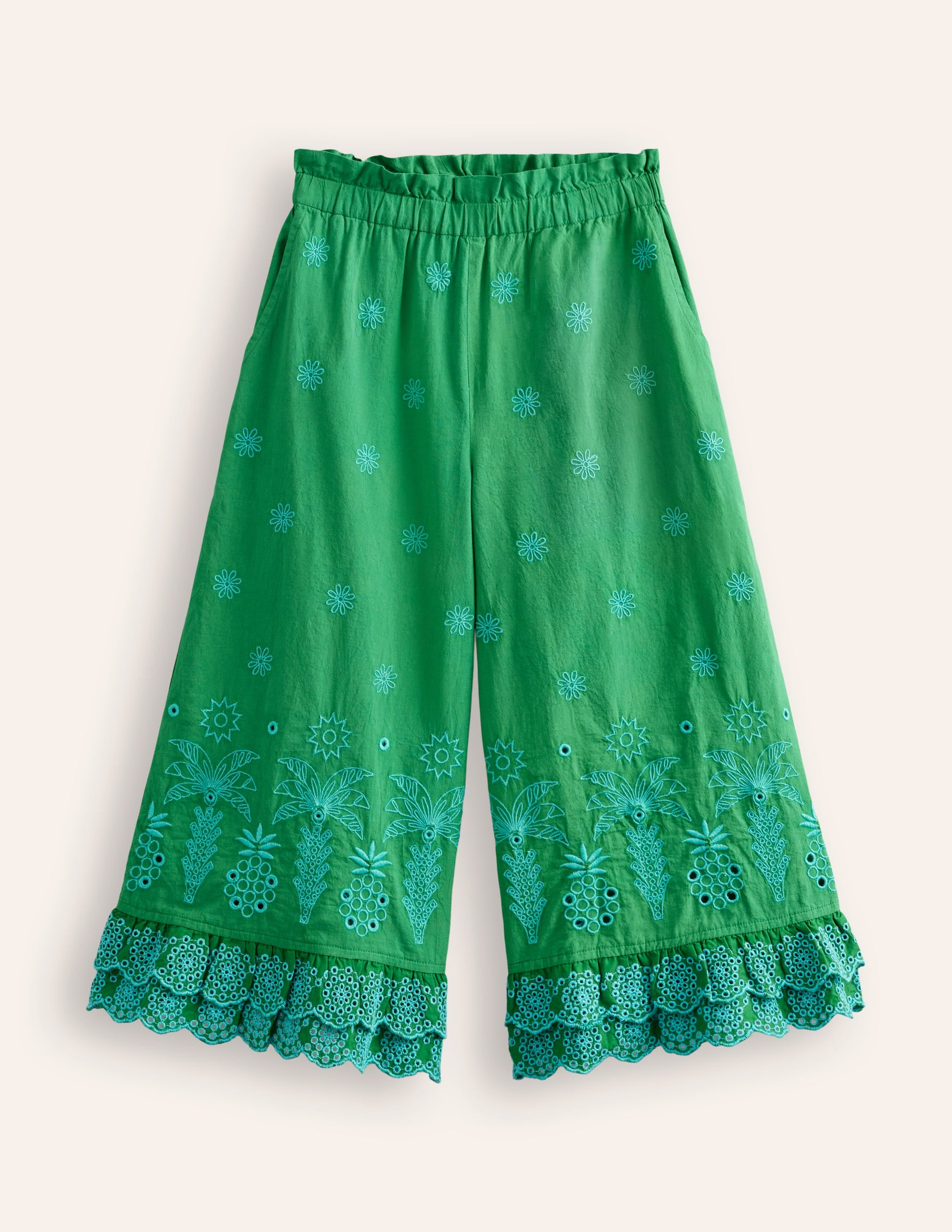 Hose mit Lochstickerei-Highland-Grün - Image 1