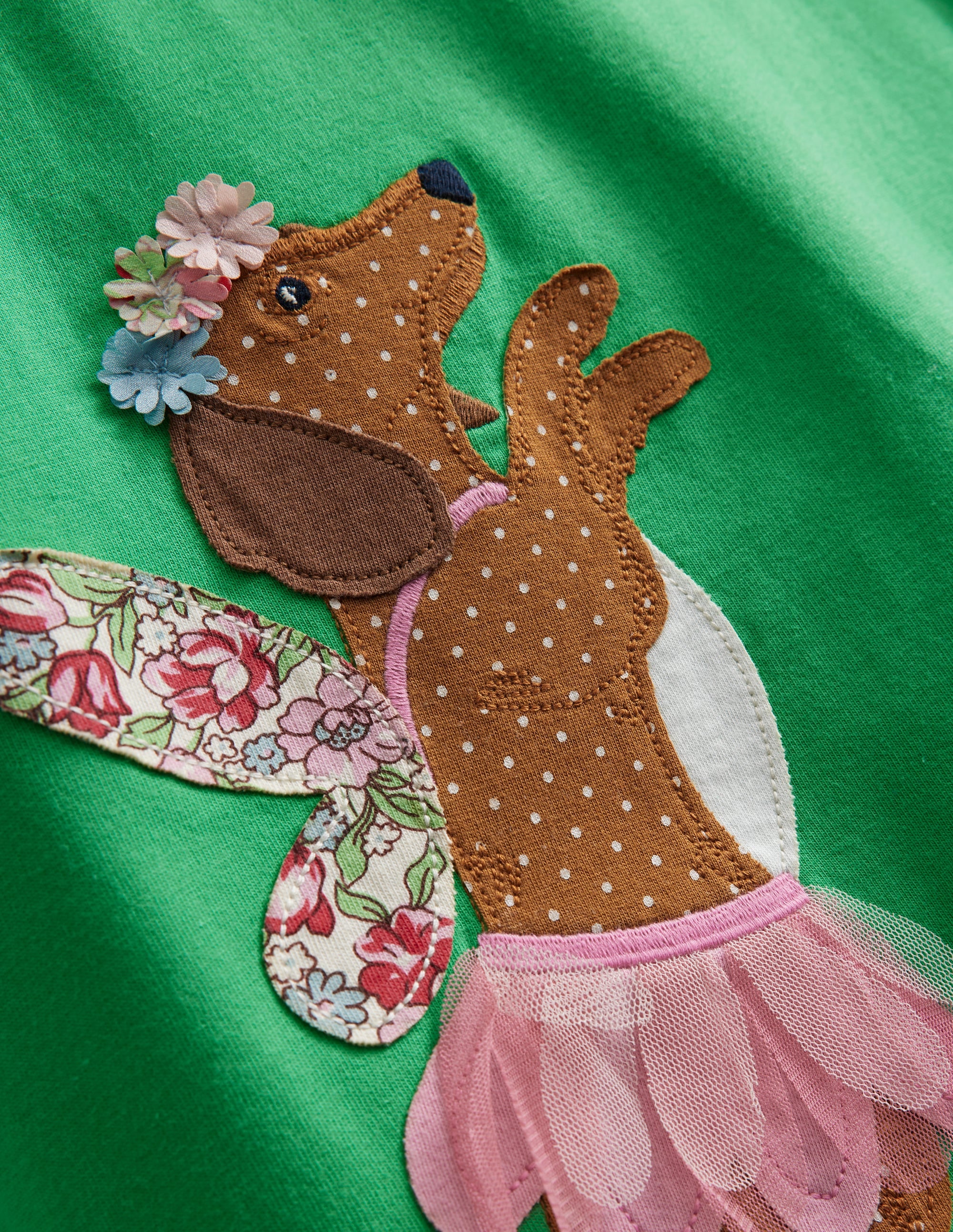 Jerseykleid mit großer Applikation-Erbsengrün/Vanilleschote Hund - Image 3