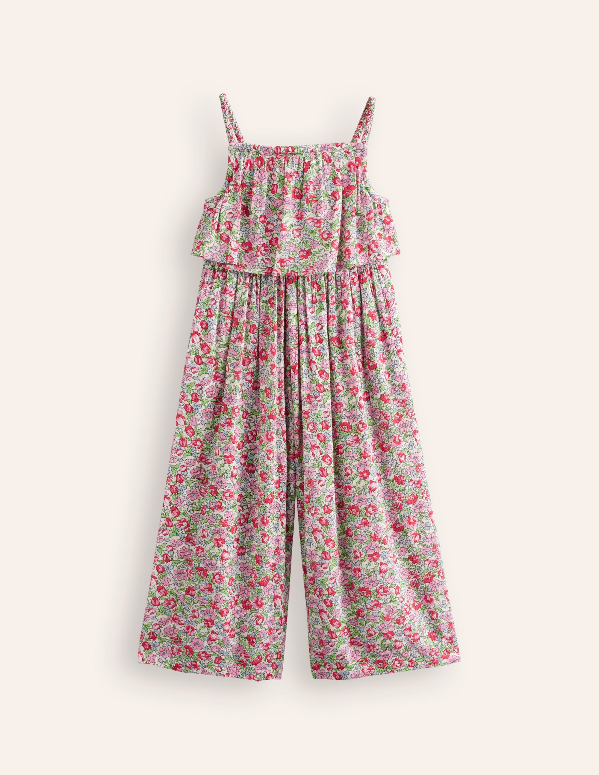 Jumpsuit mit weitem Bein-Kaugummi Pfingstrose Blumenmuster - Image 1