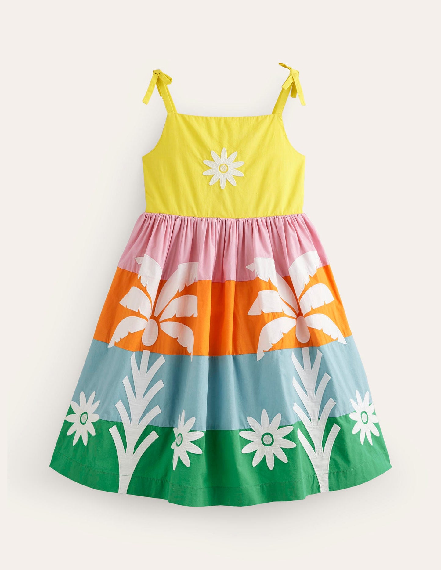 Robe en coton à appliqués-Palmiers colourblock multi