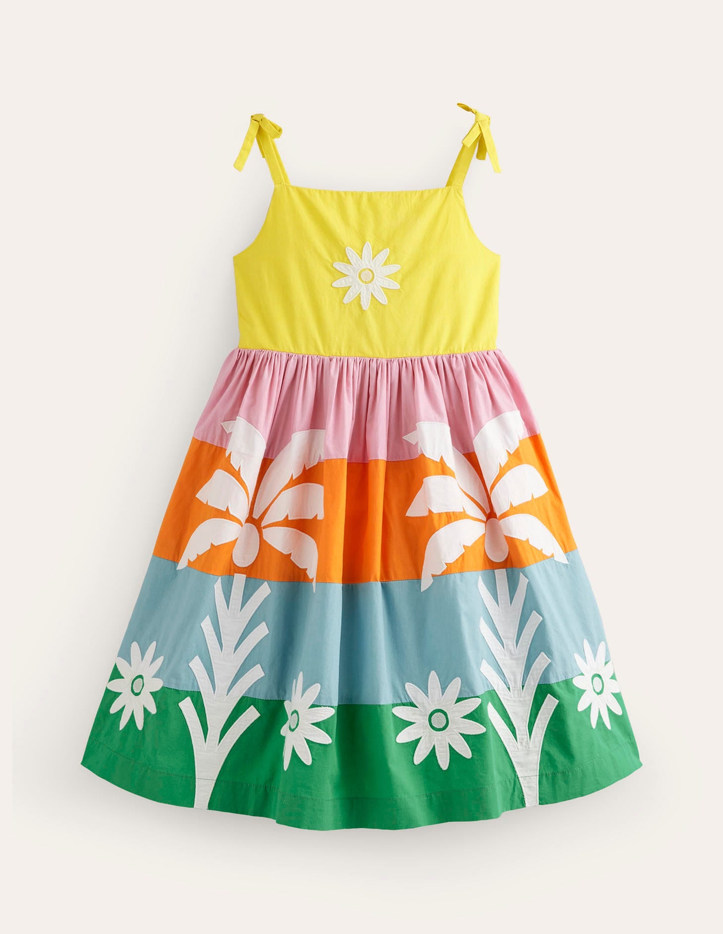 Baumwollkleid mit Applikationen-Bunt Blockfarben Palmen - Image 1