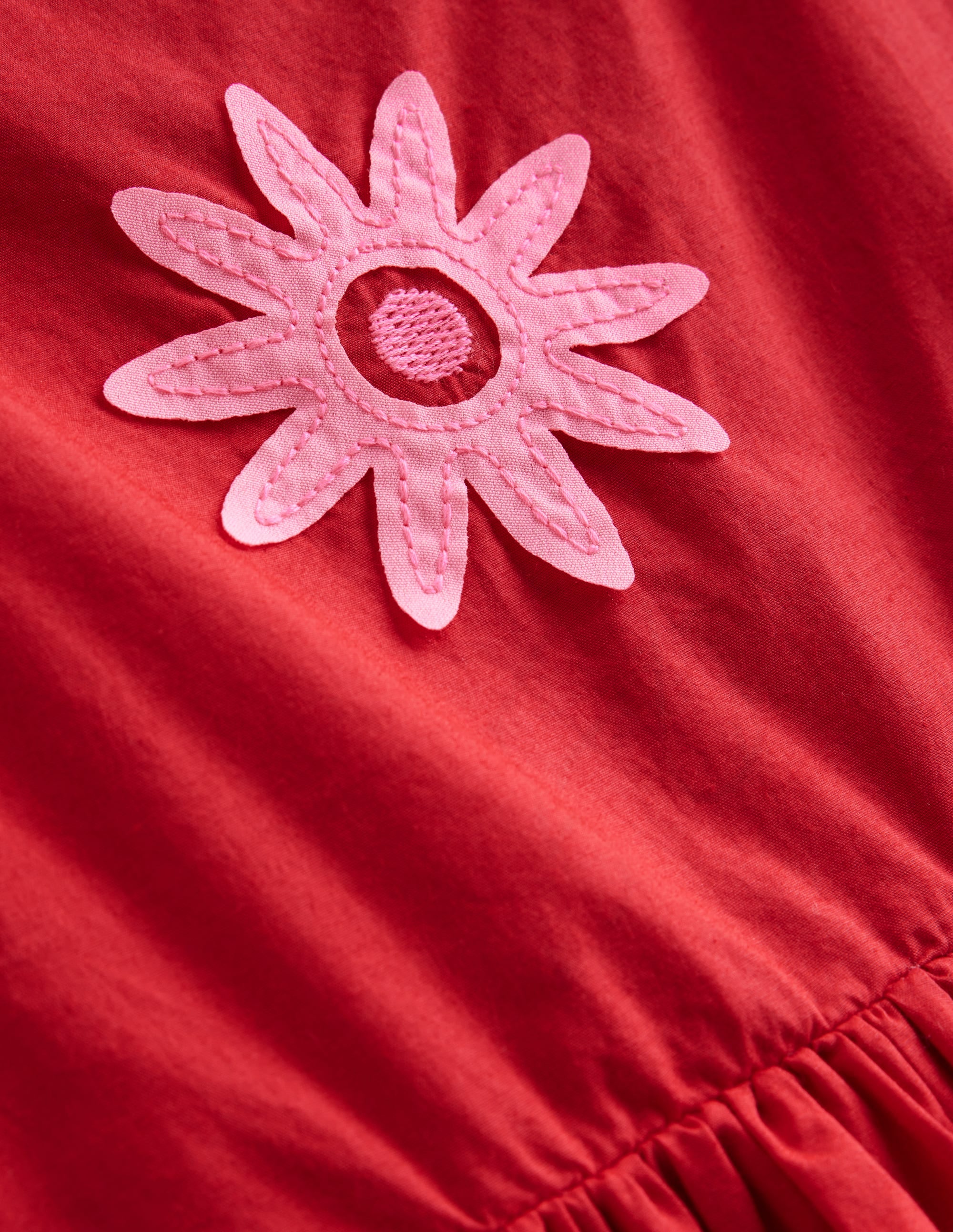 Robe en coton à appliqués-Palmiers rouge coquelicot - Image 3