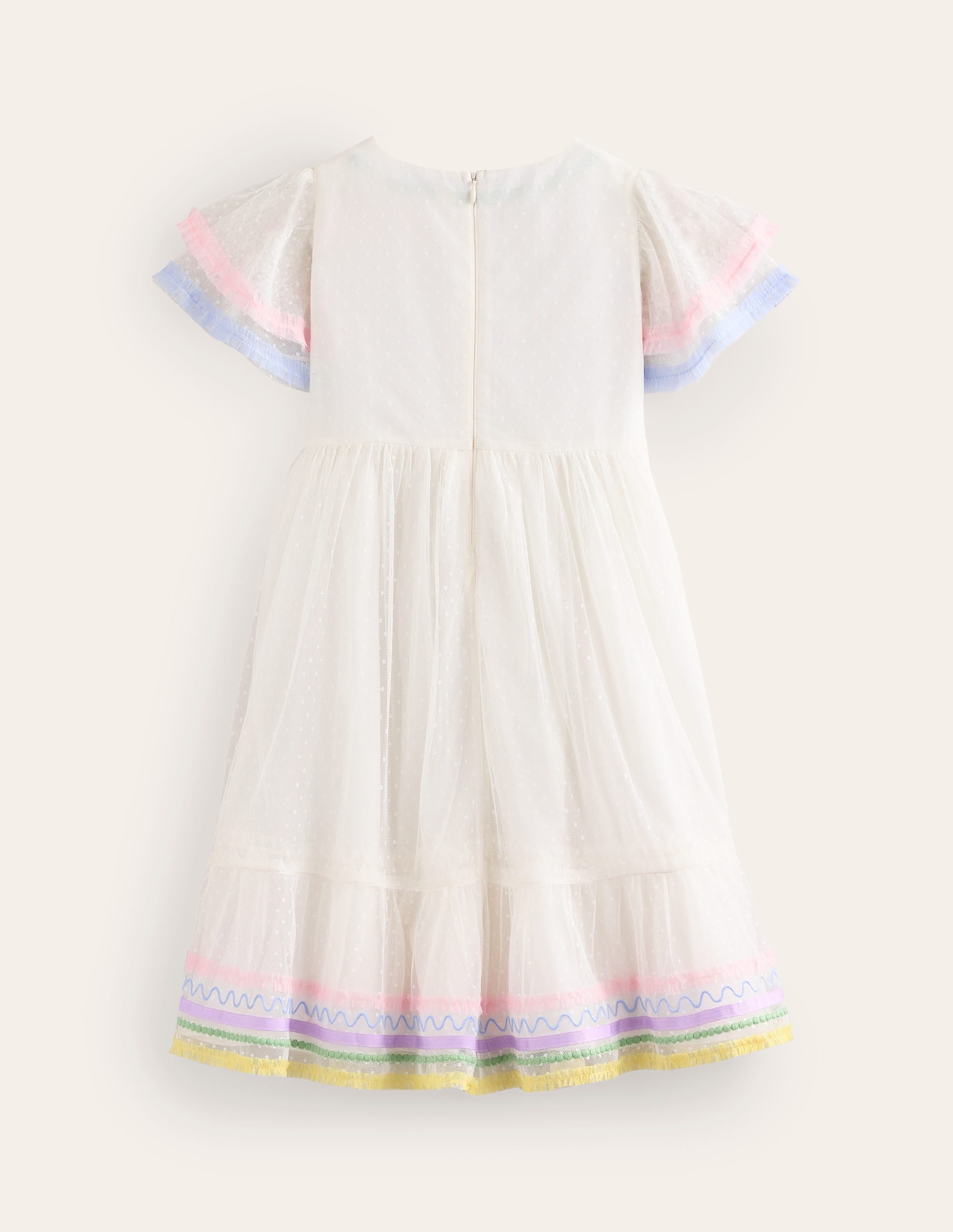 Robe en tulle avec détails en dentelle-Ivoire - Image 2
