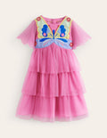 Robe en tulle à corsage papillon-Papillon rose formica