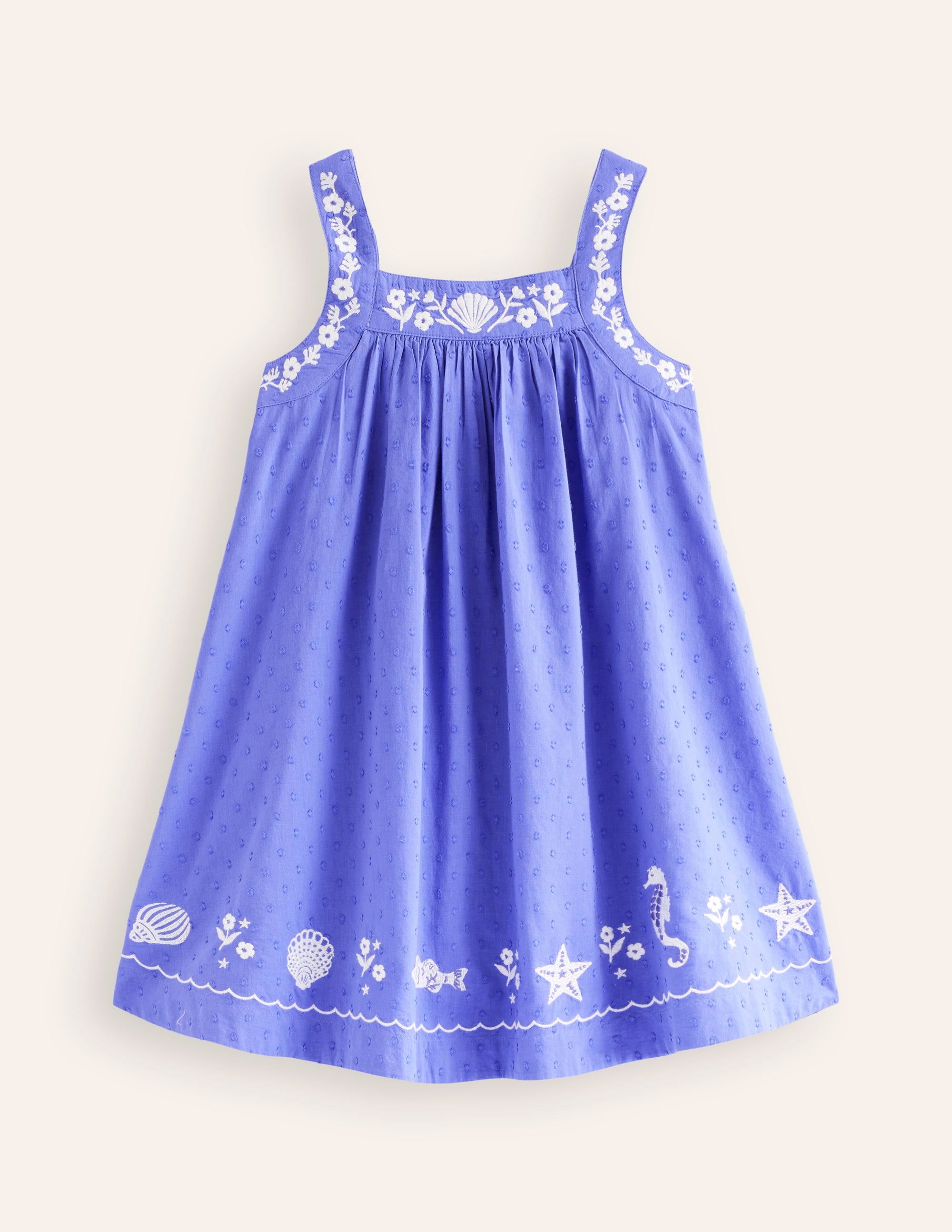 Embroidered Twirly Dress-Wisteria Blue Reef - Image 1