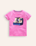 T-shirt à appliqué zippé-Polaroid glace fraise