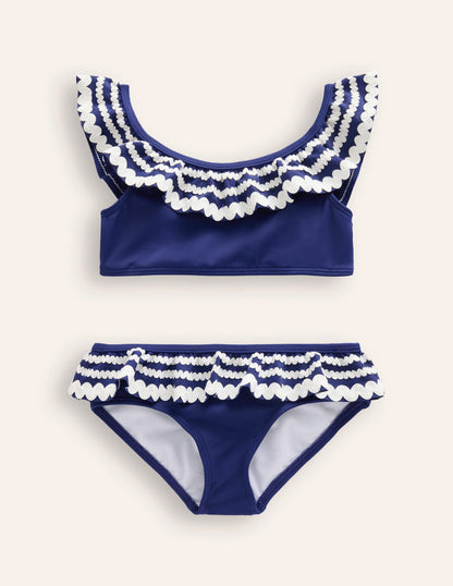 Bikini mit Zackenlitze und Rüschen-Saphirblau-3