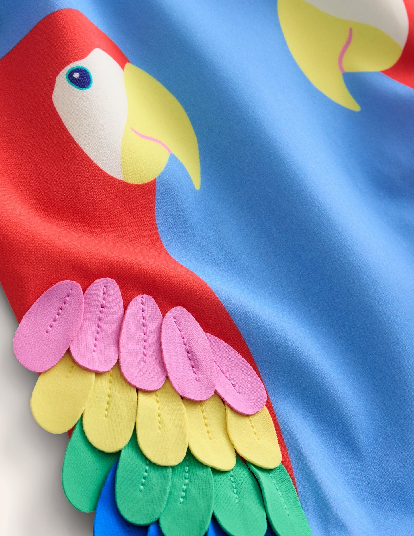 Maillot de bain fun à appliqué-Perroquets bleu vintage