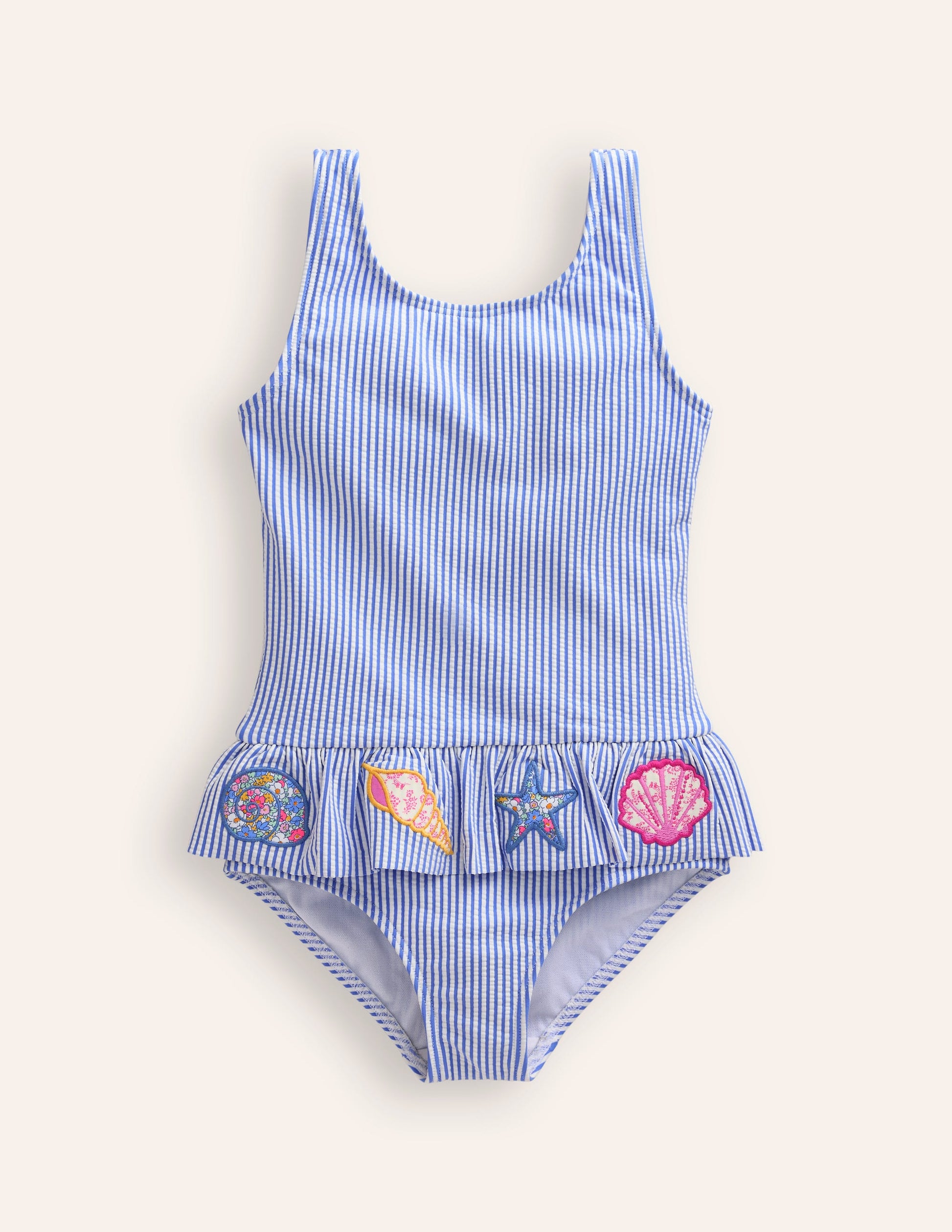 Badeanzug mit Schößchen-Vintage Blau-2