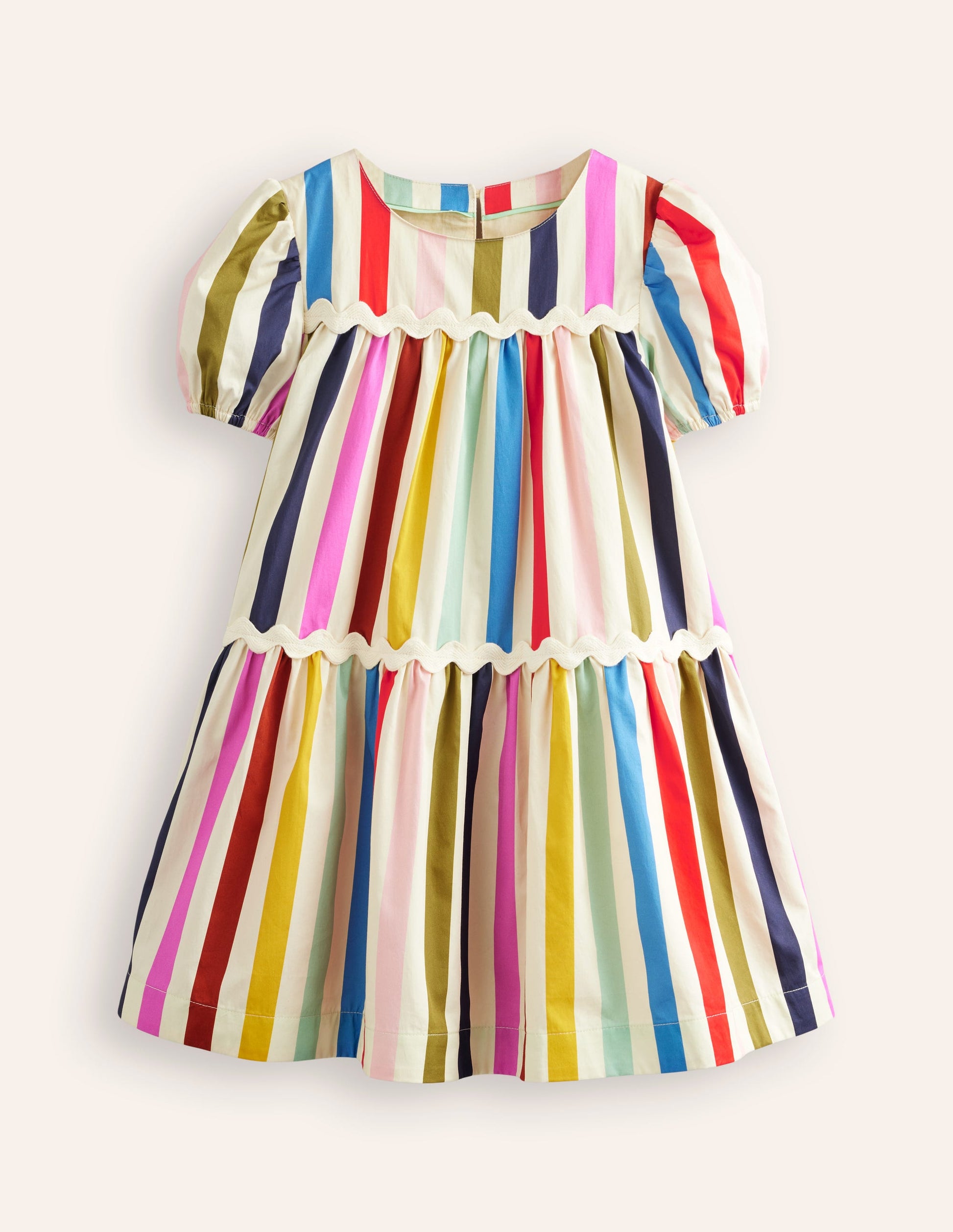 Robe rayée à volants-Rayé multi arc-en-ciel-4