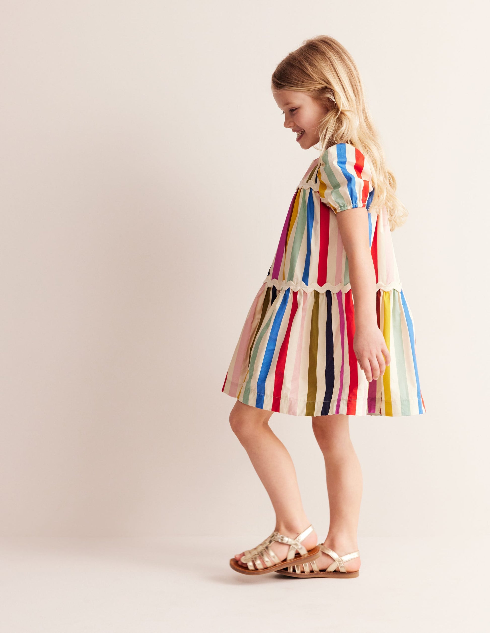 Robe rayée à volants-Rayé multi arc-en-ciel-1
