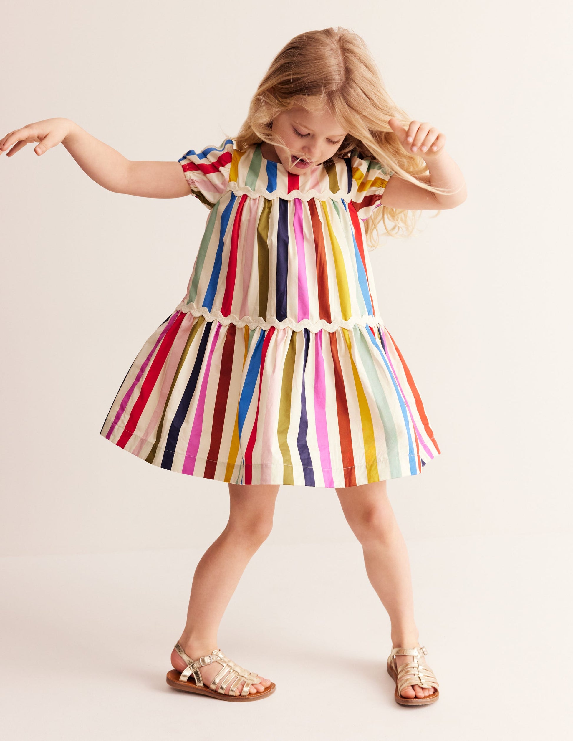 Robe rayée à volants-Rayé multi arc-en-ciel-2