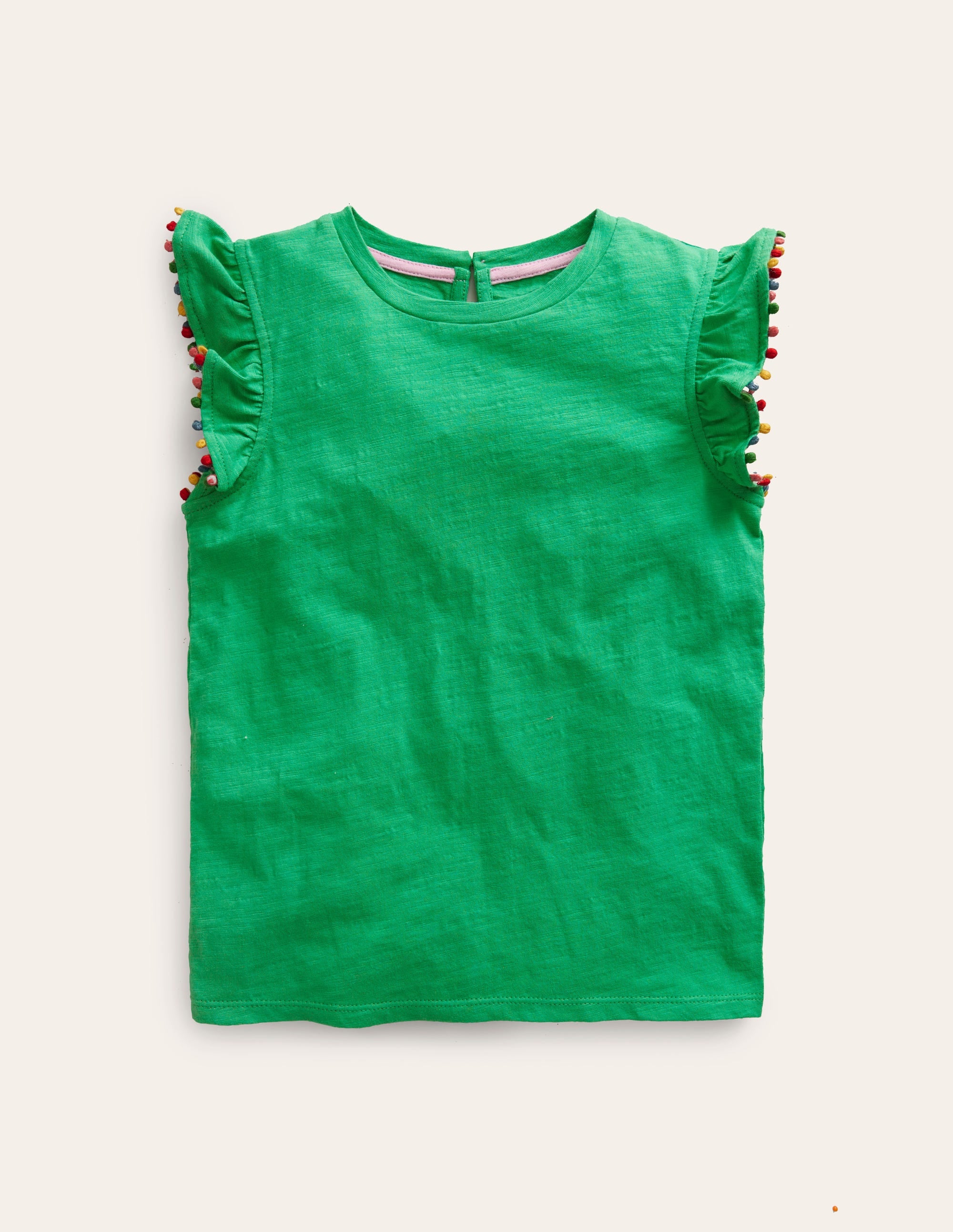 T-shirt à pompons-Erbsengrün - Image 1