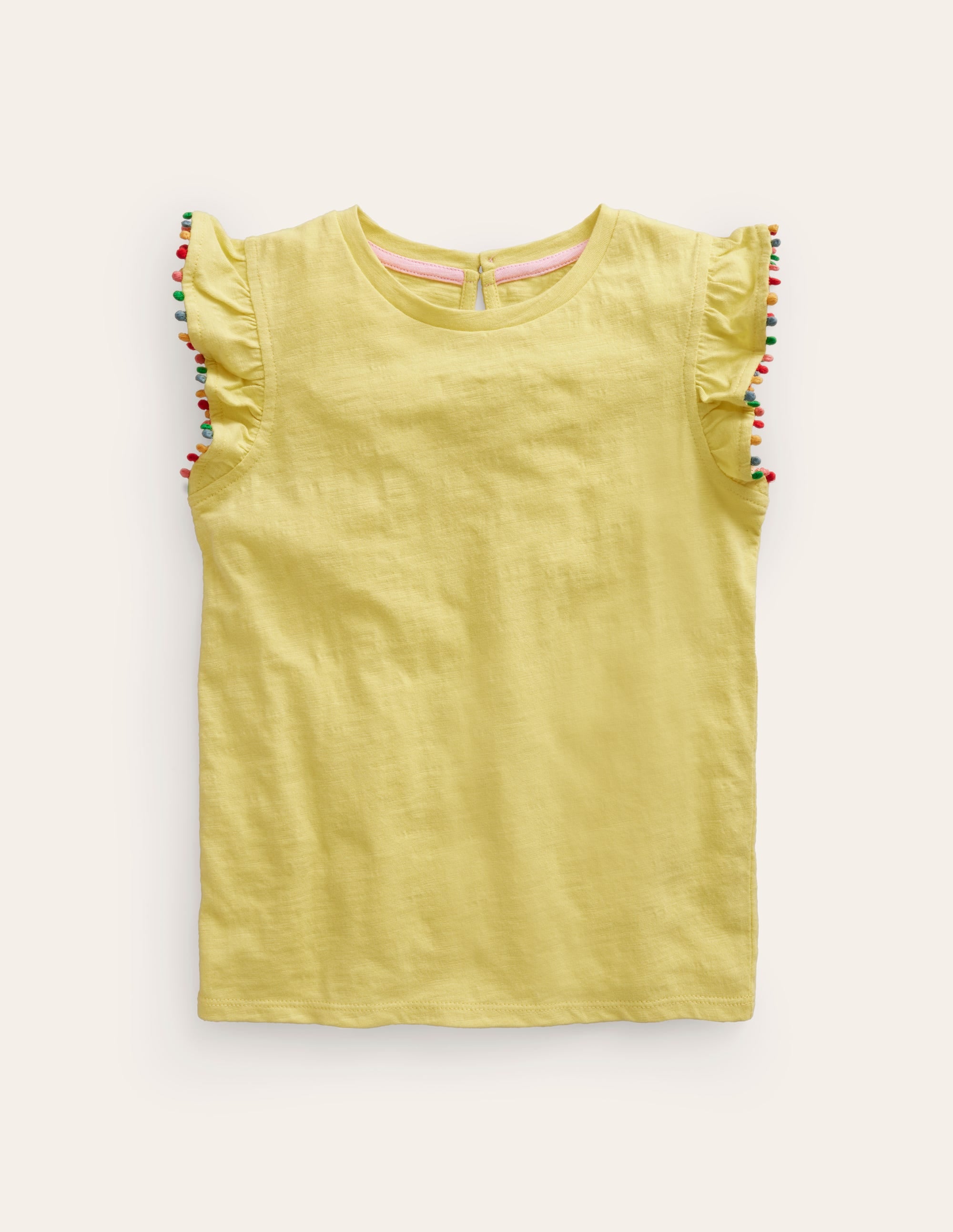 T-Shirt mit Bommelbesatz-Senfgelb - Image 1