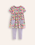Ensemble avec tunique manches courtes imprimée-Motif vaporeux sirène