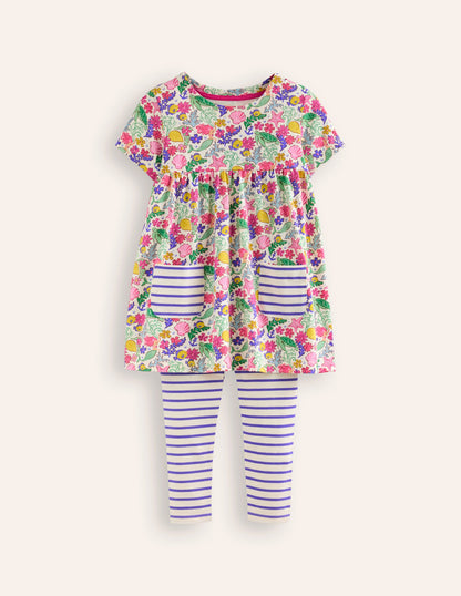Short Sleeve Printed Tunic Set-Mermaid Ditsy