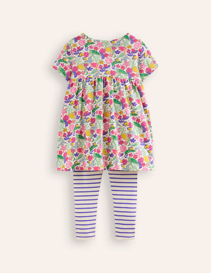 Short Sleeve Printed Tunic Set-Mermaid Ditsy