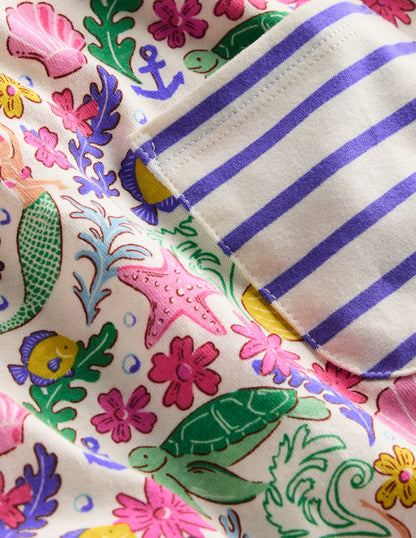 Short Sleeve Printed Tunic Set-Mermaid Ditsy