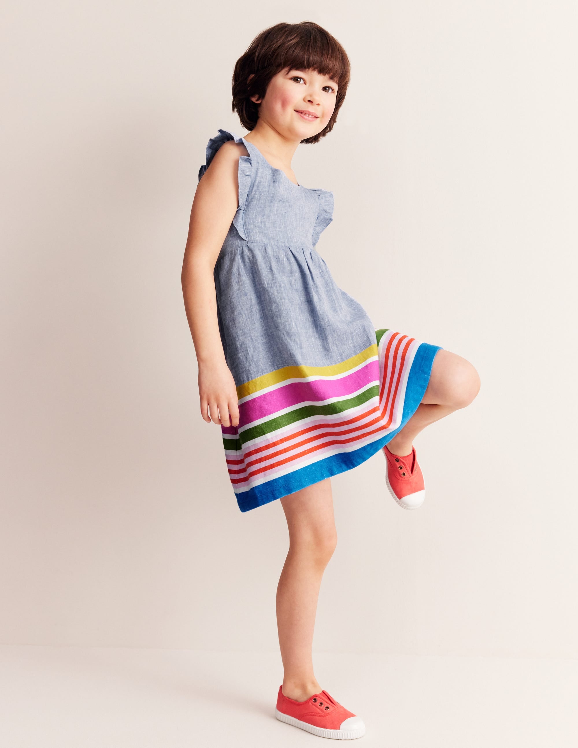 Kleid mit Schleife am Rücken-Fil à Fil Streifen - Image 1