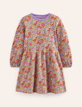 Robe-sweat à envers bouclé-Lit de fleurs violet aster
