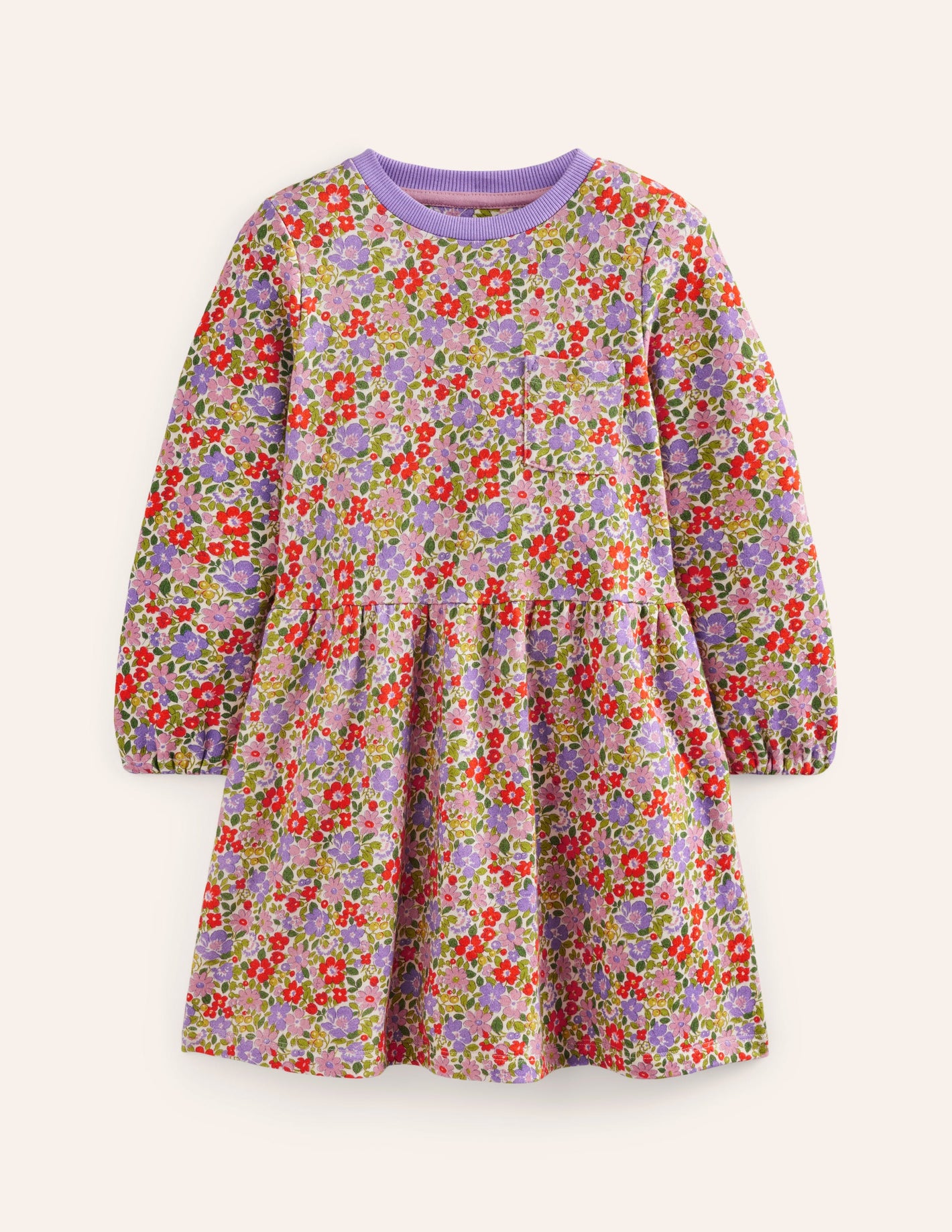 Robe-sweat à envers bouclé-Lit de fleurs violet aster