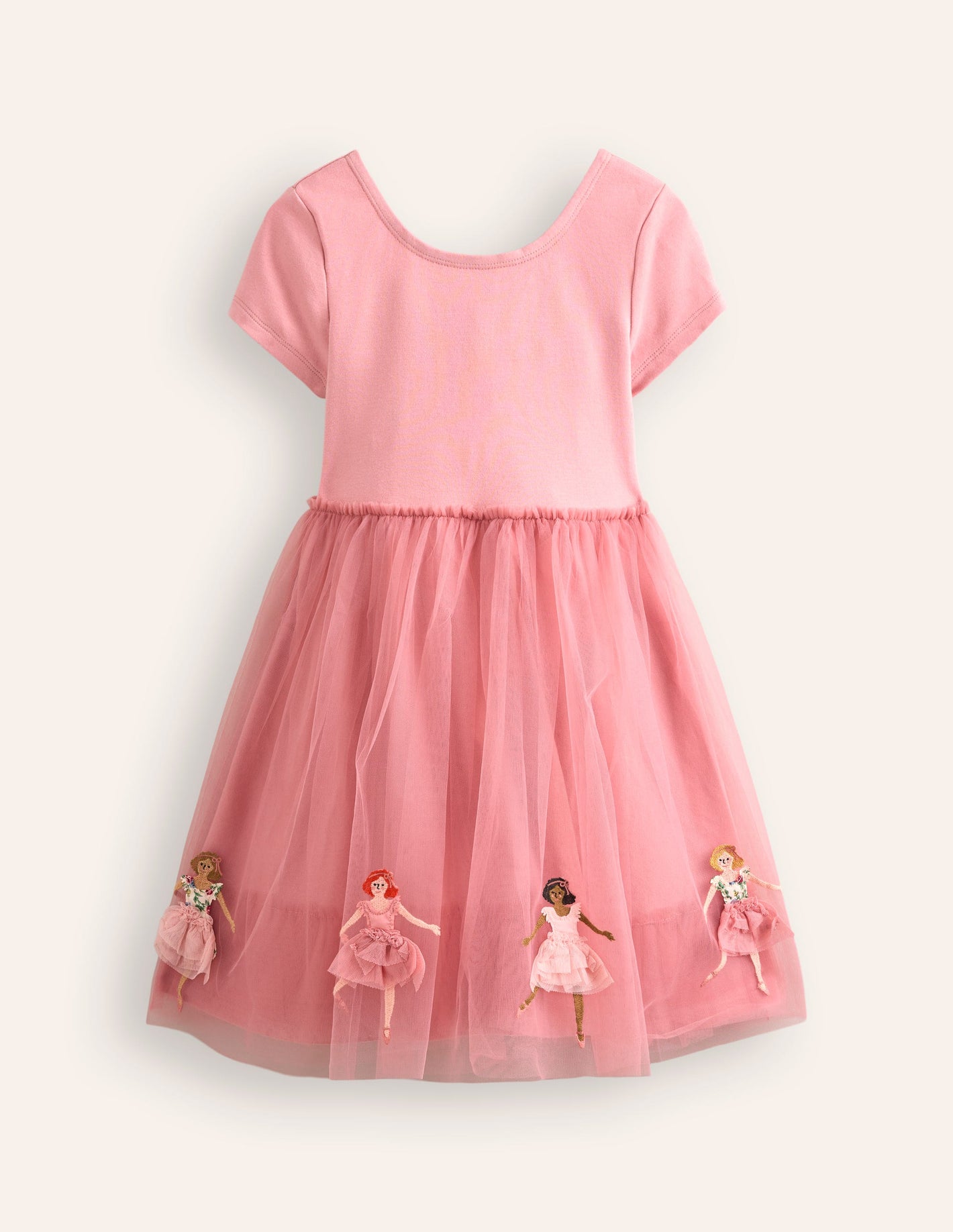 Robe de ballerine en tulle à appliqué-Ballerines rose amande