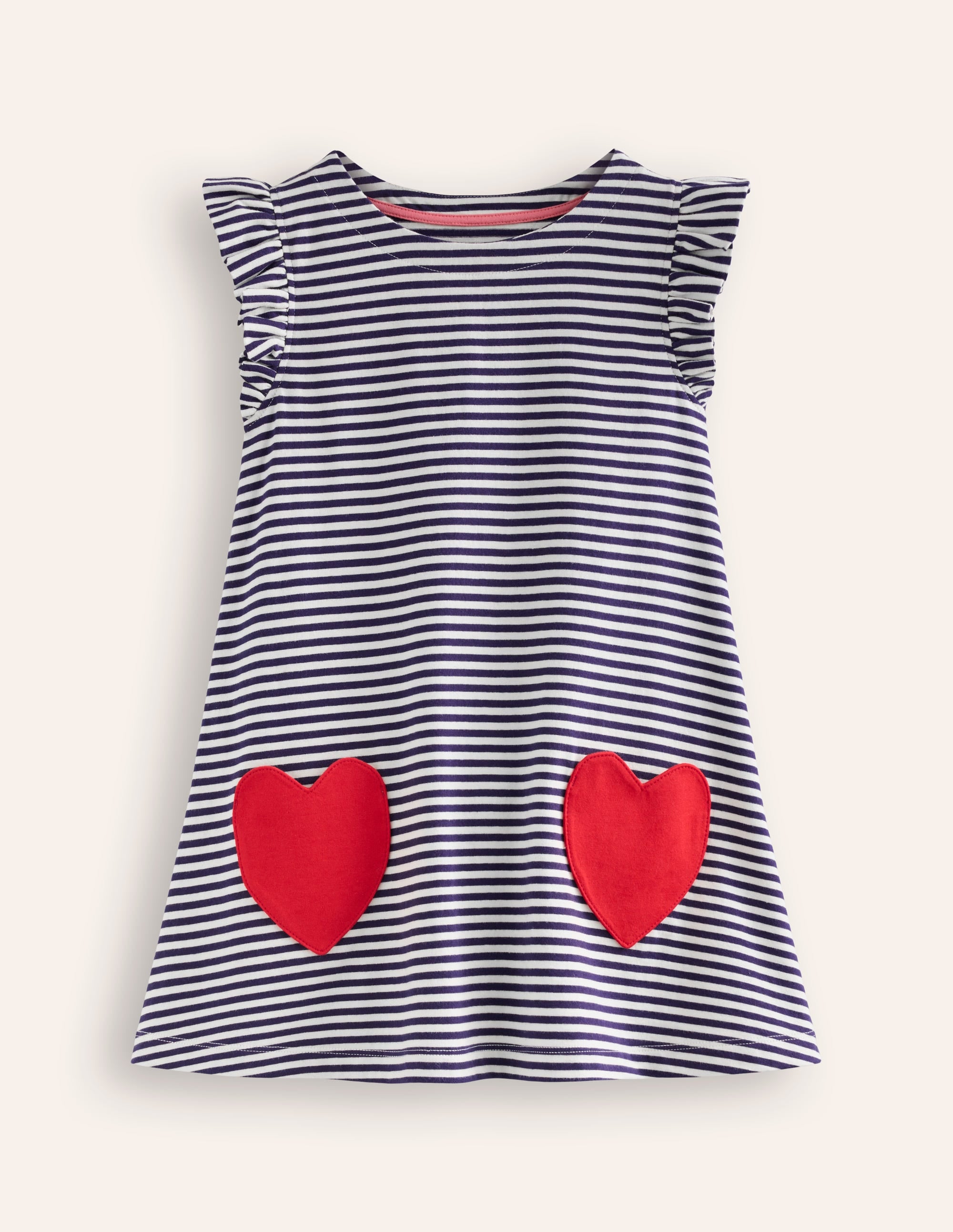 Tunika mit Herz-Taschen und Rüschen-Schuluniform-Marineblau/ Naturweiß Herzen - Image 1