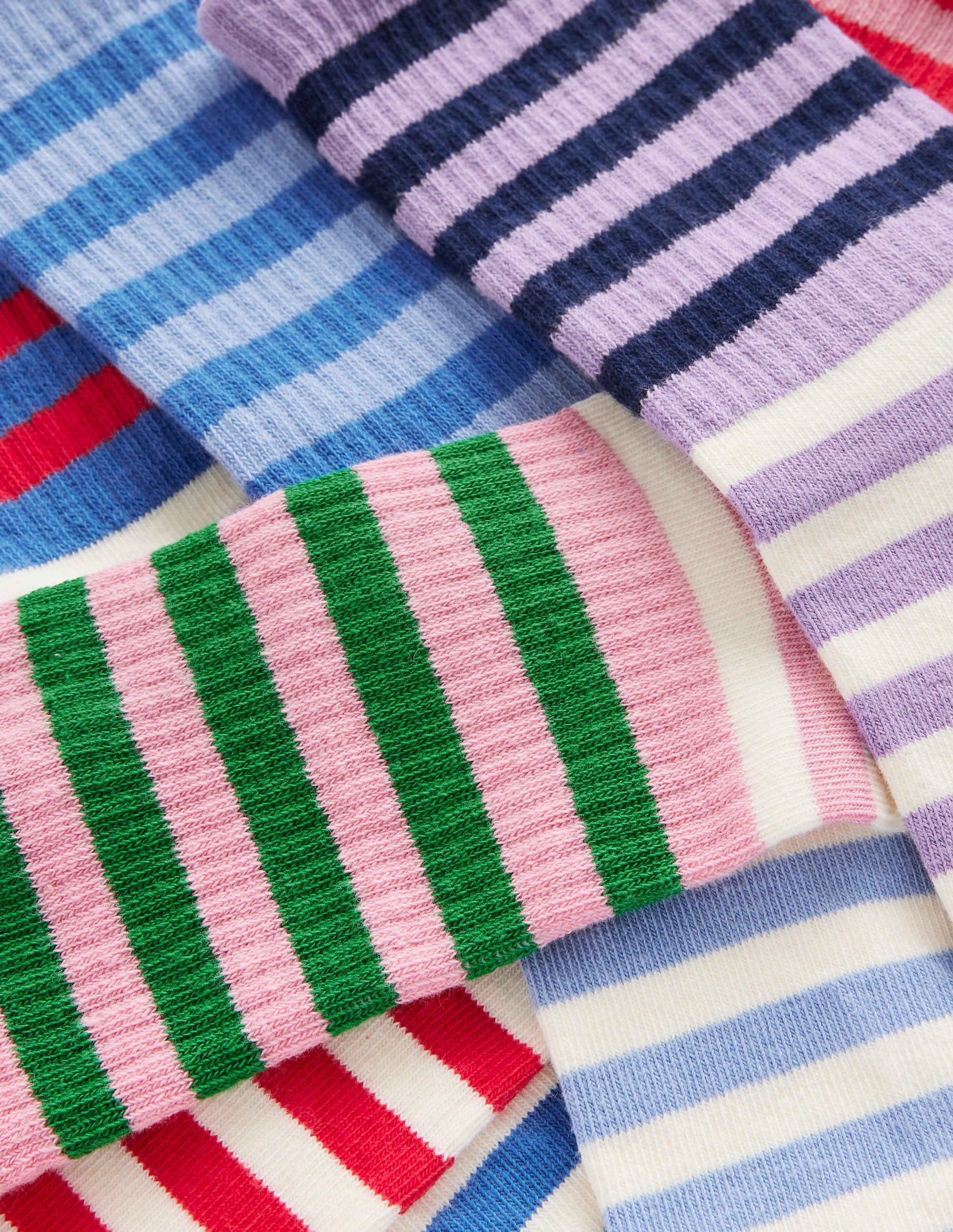 Rippstrick-Knöchelsocken im 5er Pack-Bunt Blockfarben Streifen-2