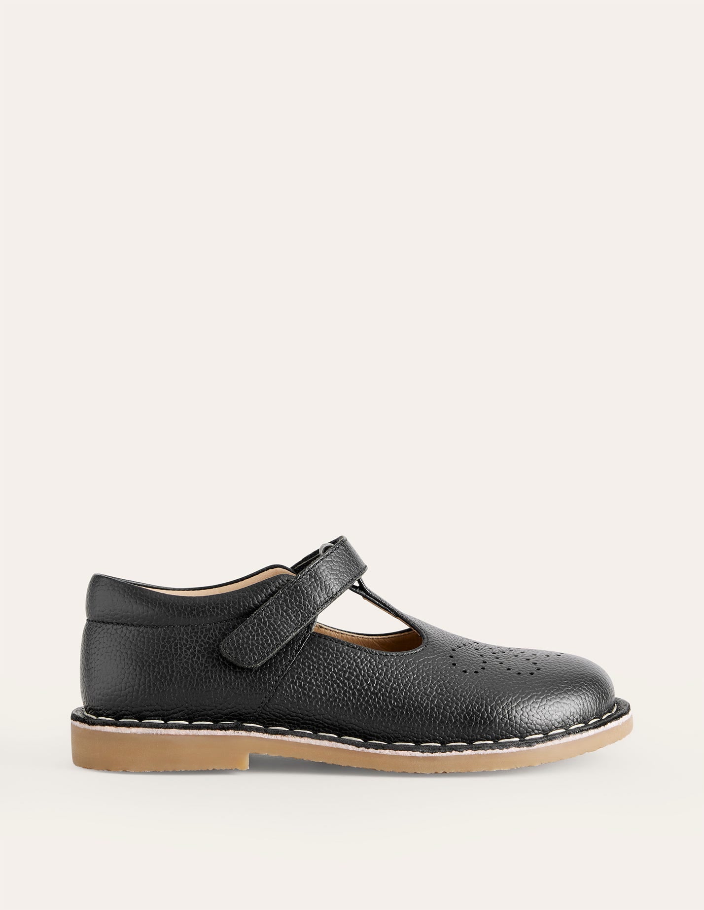 Flache Schuhe aus Leder mit T-Steg-Schwarz - Image 1