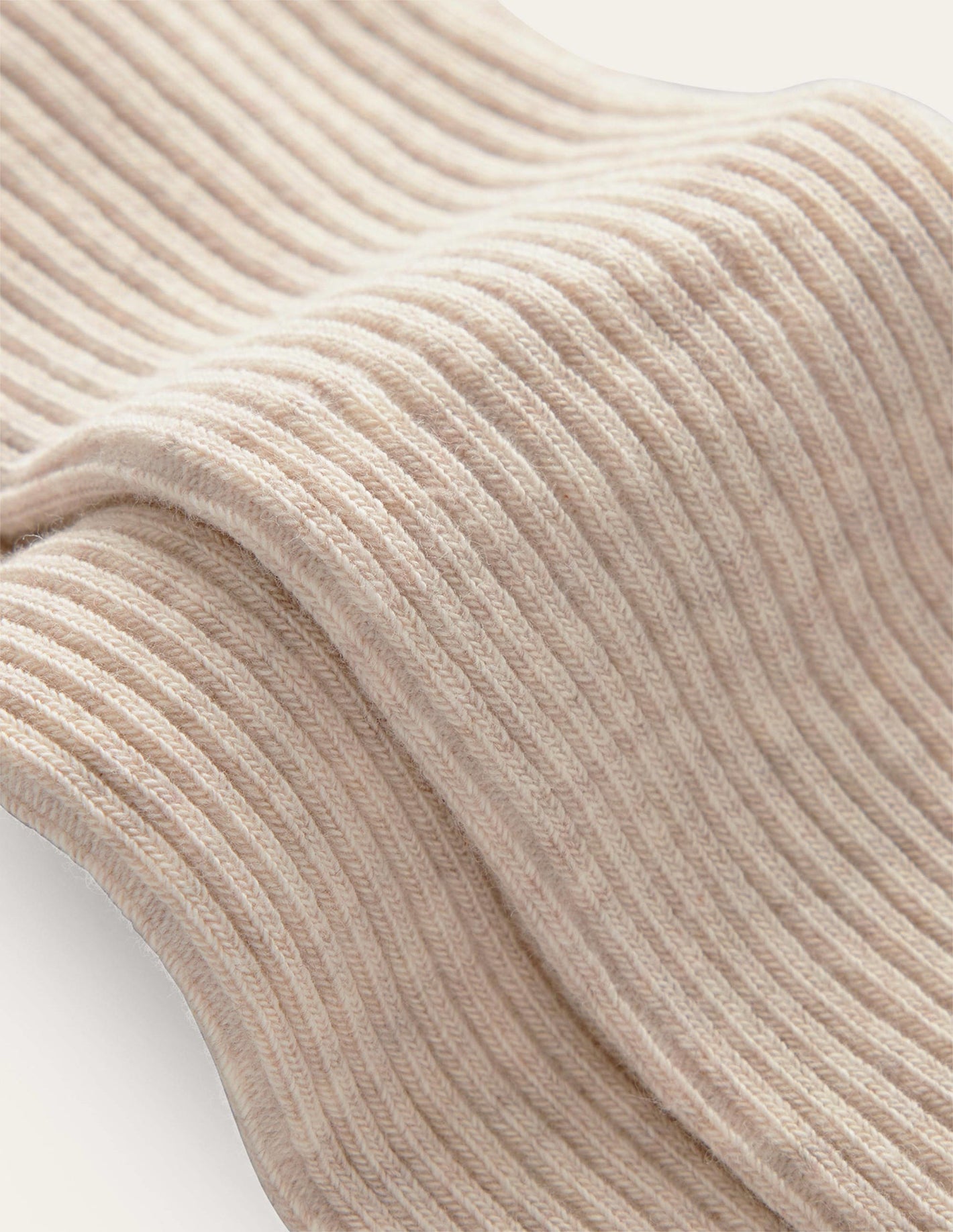 Fußlose Strumpfhose aus Rippstrick-Beige Meliert