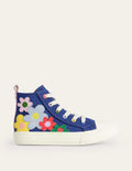 Hochgeschnittene Canvas-Sneaker-Saphirblau Bunt Blumenmuster