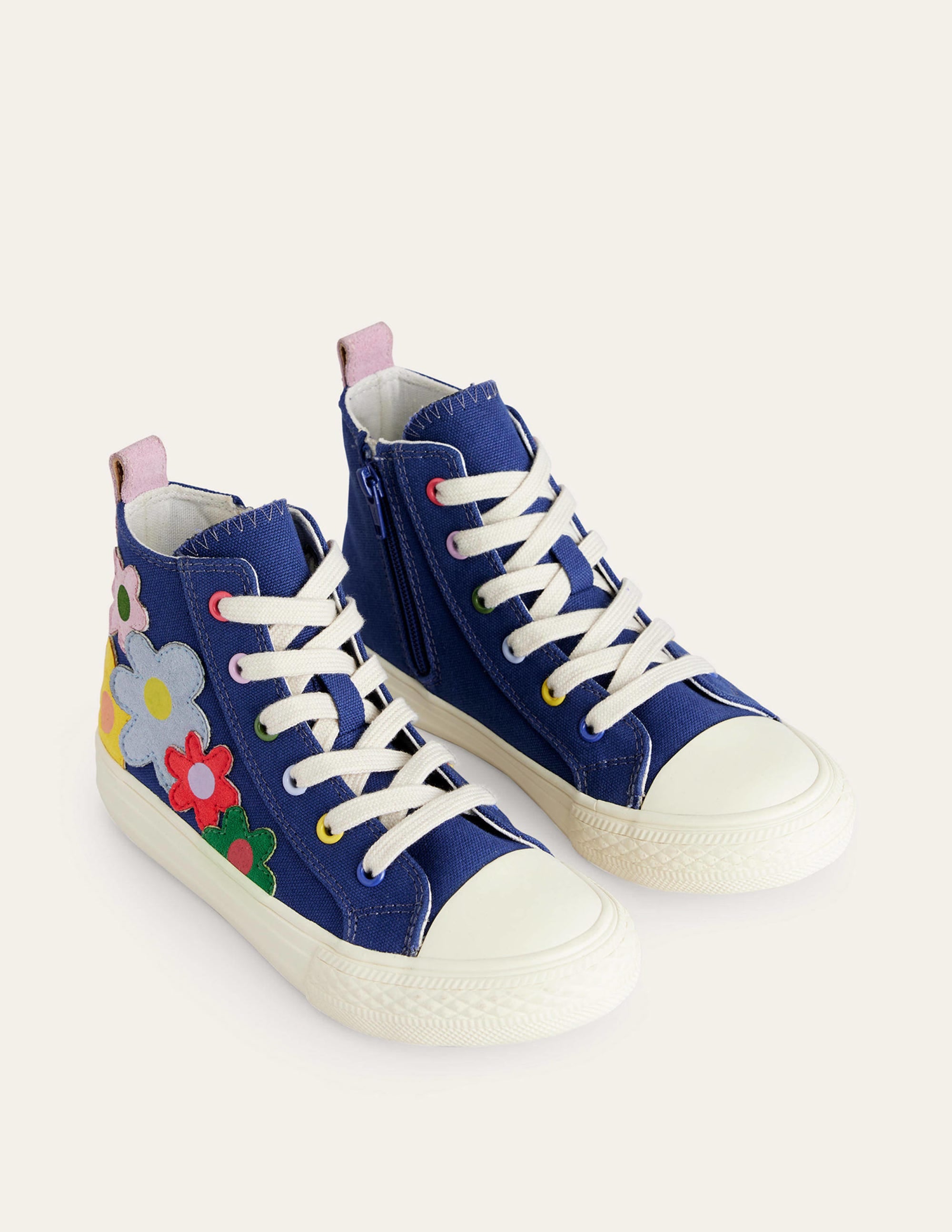 Hochgeschnittene Canvas-Sneaker-Saphirblau Bunt Blumenmuster - Image 2