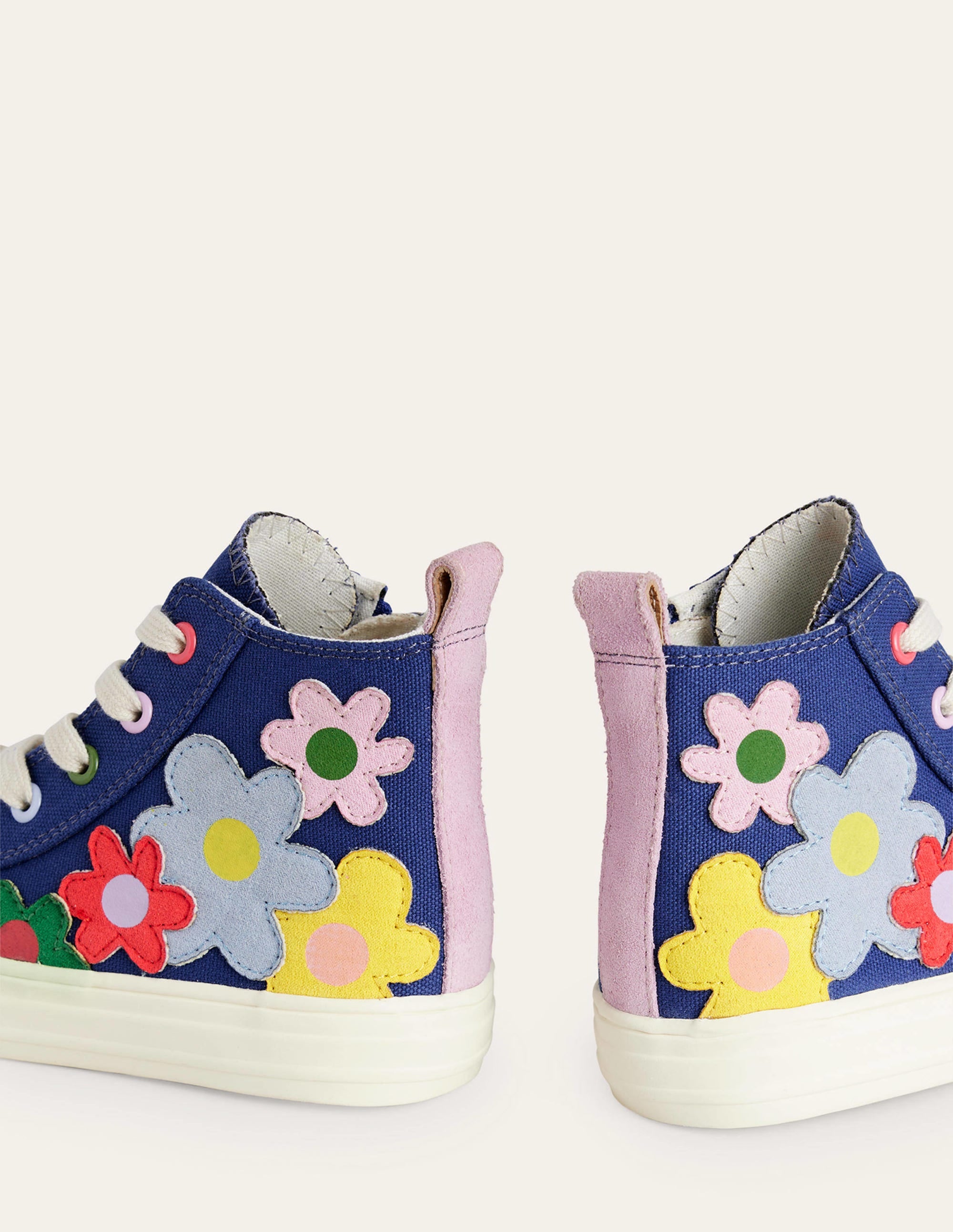 Hochgeschnittene Canvas-Sneaker-Saphirblau Bunt Blumenmuster - Image 3