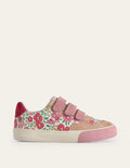 Flache Sneaker aus Leder-Bunt Blumenmuster