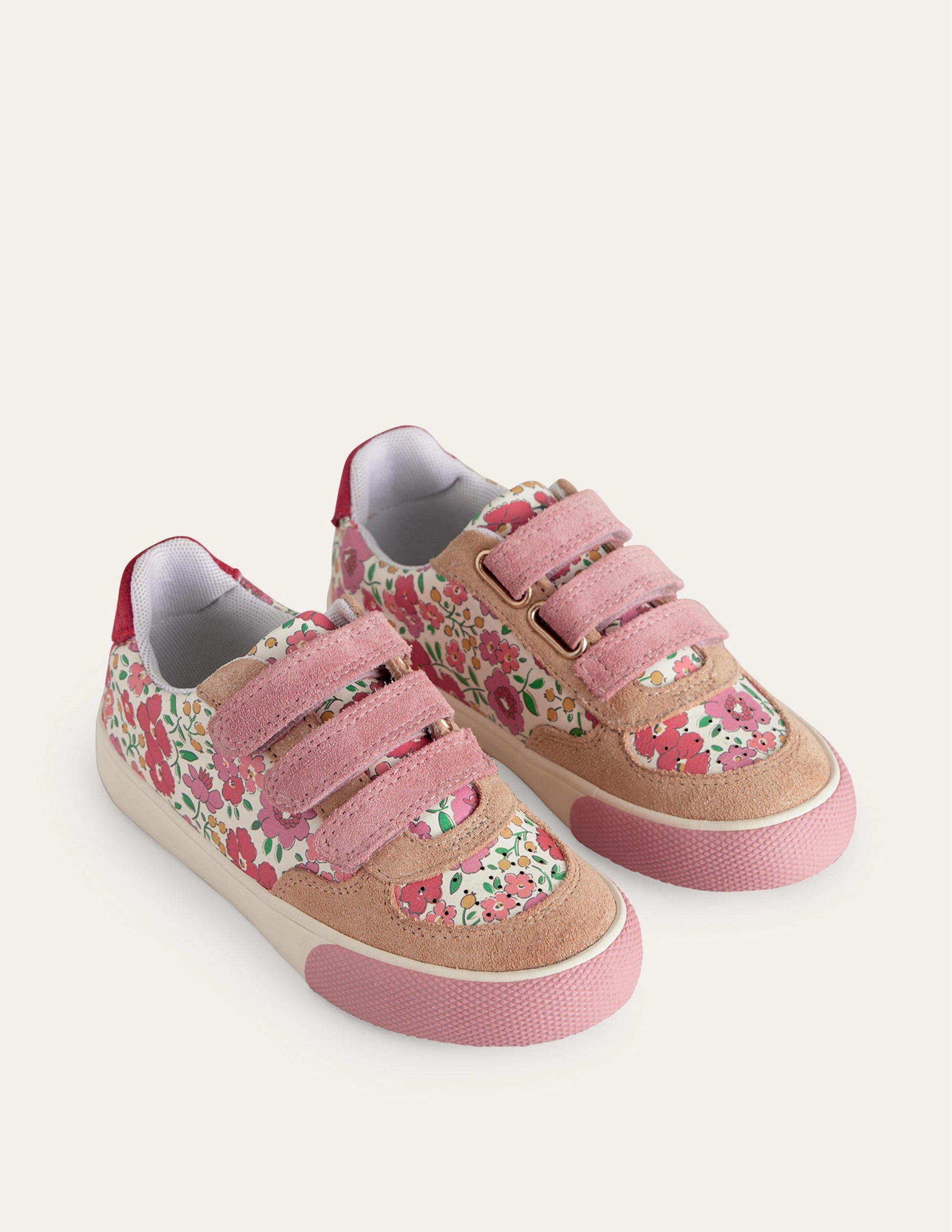 Flache Sneaker aus Leder-Bunt Blumenmuster-2