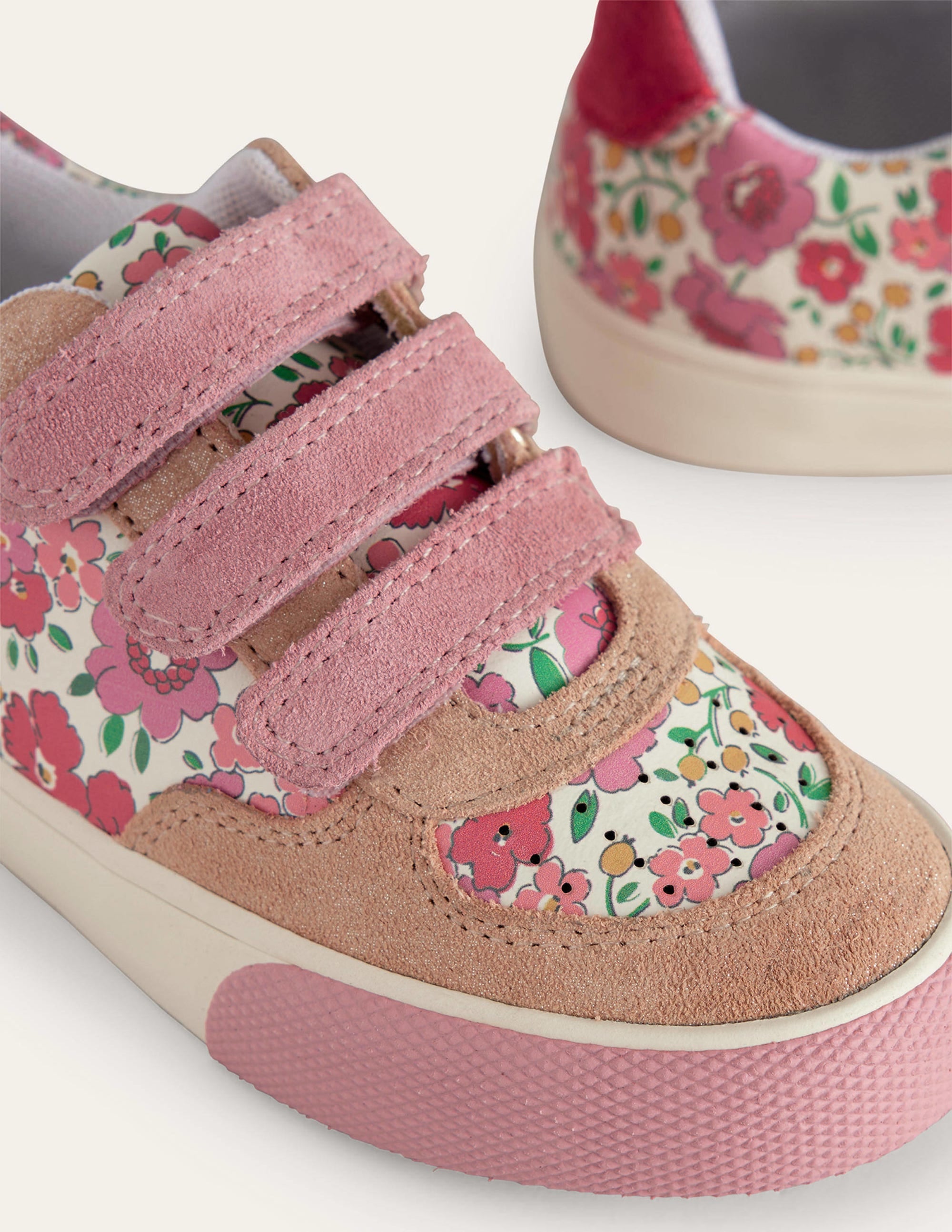 Flache Sneaker aus Leder-Bunt Blumenmuster - Image 3